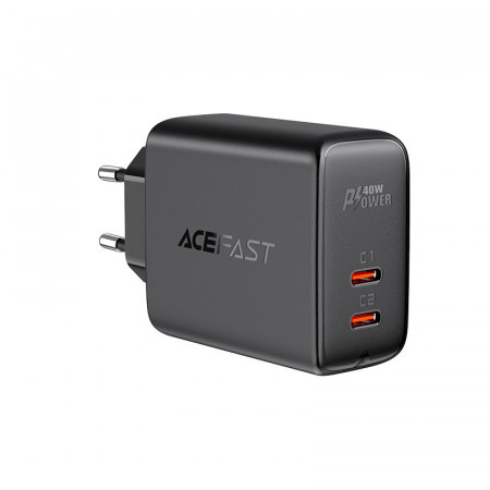 Зарядно за стена ACEFAST 40W 2x USB Type C PPS PD QC3.0 AFC FCP (A9) черно