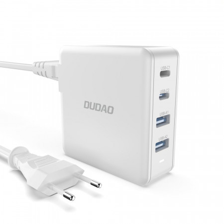 Зарядно за стена DUDAO GaN 100W 2x USB Type A / 2x USB Type C бяло