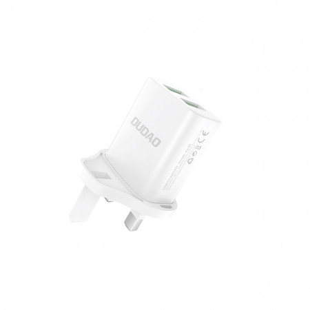 Зарядно за стена (UK стандарт) DUDAO 2x USB Type A 2.4A бяло