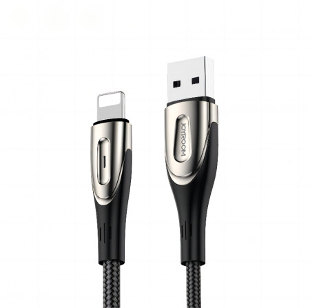 Кабел за зареждане и данни с оплетка JOYROOM Sharp с бързо зареждане USB Type A към Lightning с бързо зареждане 3A 1.2m черен (S-M411)