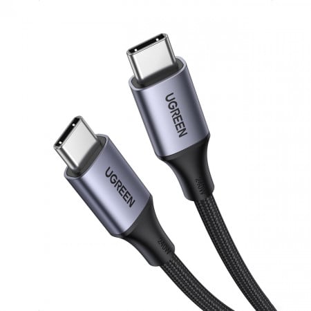 Кабел за зареждане и данни с оплетка UGREEN US535 USB Type C към USB Type C Power Delivery 240W 5A 1m сив