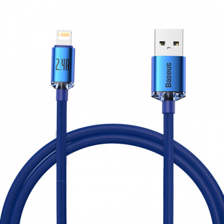 Кабел за зареждане и данни BASEUS Crystal Shine USB Type A към Lightning Fast Charging Data 2.4A 1.2m (CAJY000003) син