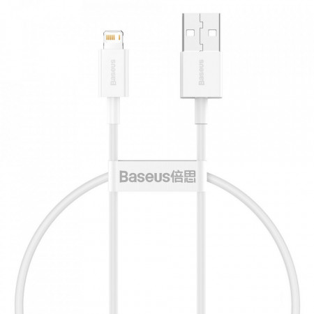 Кабел за зареждане и данни BASEUS Superior USB Type A към Lightning 2.4A 0.25m (CALYS-02) бял