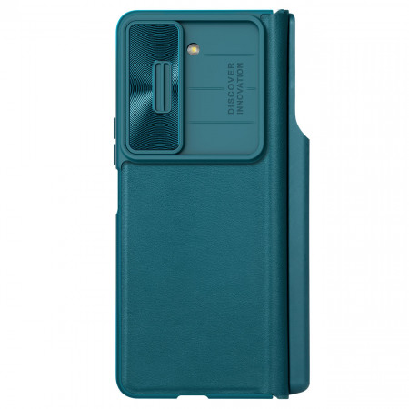 Калъф от еко кожа с подвижно покритие за камерата NILLKIN Qin Leather Pro - Samsung Galaxy Z Fold5 Leather Flip Case with Camera Cover зелен