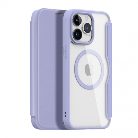 Калъф тип книга с прозрачен гръб DUX DUCIS Skin X Pro MagSafe - iPhone 15 Pro Max лилав