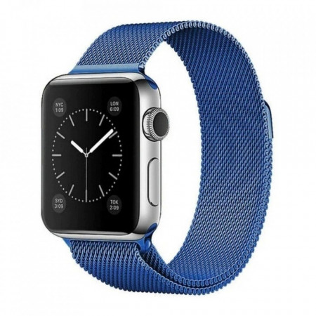 Магнитна стоманена каишка за часовник - Apple Watch 41mm Series 7 син