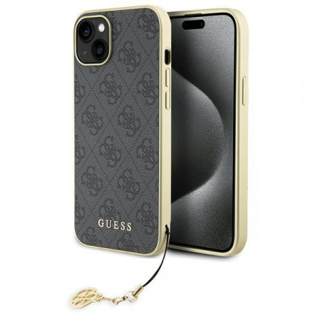 Оригинален гръб GUESS 4G Charms - iPhone 15 Plus сив