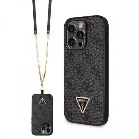 Оригинален гръб GUESS 4G Metal Logo с презрамка GUHCP14LP4TDSCPK - iPhone 14 Pro черен
