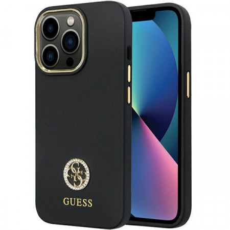 Оригинален гръб GUESS Silicone Logo Strass 4G GUHCP13LM4DGPK case - iPhone 13 Pro черен
