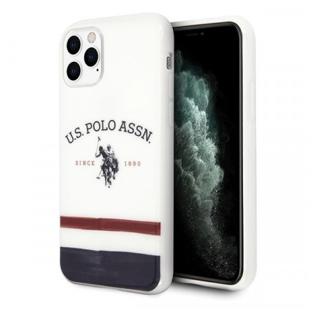 Оригинален гръб US POLO Tricolor Pattern Collection USHCN58PCSTRB - iPhone 11 Pro бял