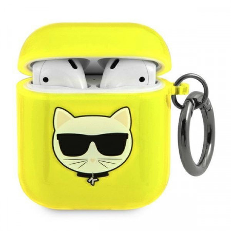 Оригинален калъф за слушалки Karl LAGERFELD Choupette KLA2UCHFY - AirPods жълт