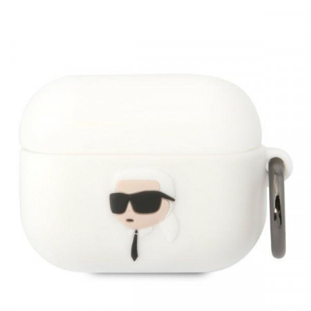 Оригинален калъф за слушалки Karl LAGERFELD Silicone Karl Head 3D KLAPRUNIKH - AirPods Pro бял
