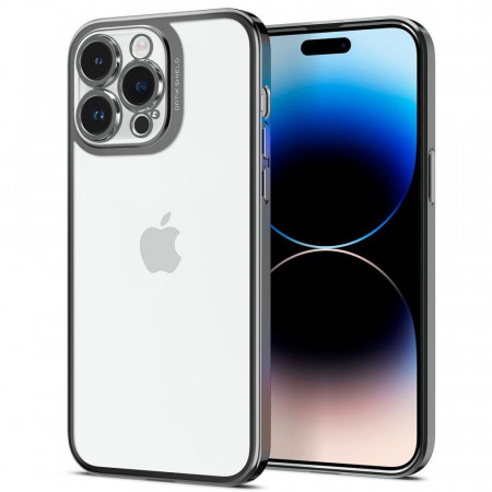 Оригинален прозрачен гръб с рамка SPIGEN Optik Crystal - iPhone 14 Pro хром