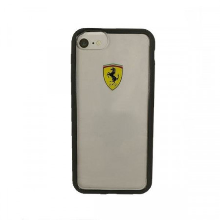 Оригинален прозрачен твърд гръб с цветна рамка FERRARI Banner FEHCRFP7BK - iPhone 7 / 8 / SE (2nd gen) / SE (3rd gen) черен