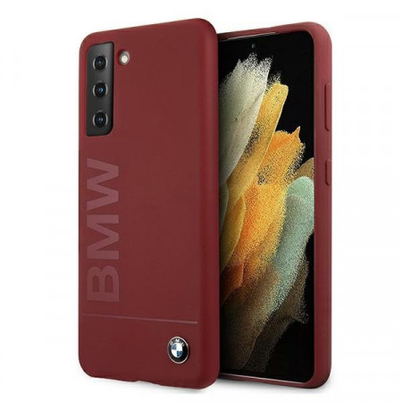 Оригинален твърд гръб BMW Silicone Signature BMHCS21MSLBLRE - Samsung Galaxy S21+ 5G червен
