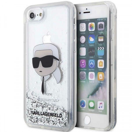 Оригинален твърд гръб KARL LAGERFELD Glitter Karl Head KLHCI8LNKHCH - iPhone 7 / 8 / SE (2nd gen) / SE (3rd gen) сребрист