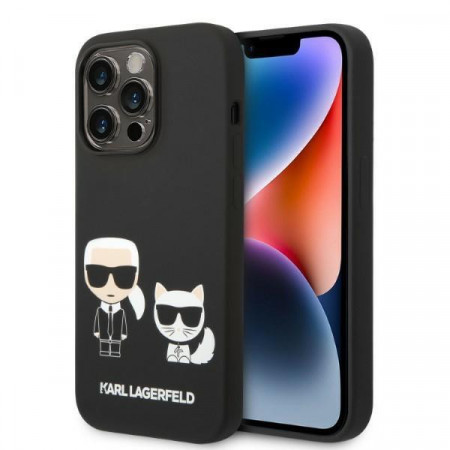 Оригинален твърд гръб KARL LAGERFELD Liquid Silicone Karl & Choupette KLHMP14XSSKCK MagSafe - iPhone 14 Pro Max черен