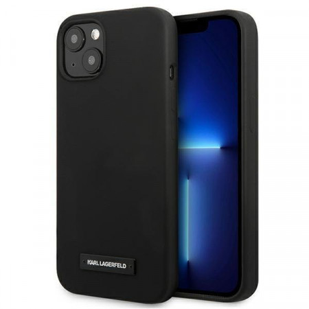 Оригинален твърд гръб KARL LAGERFELD Silicone Plaque KLHCP13SSLMP1K - iPhone 13 mini черен