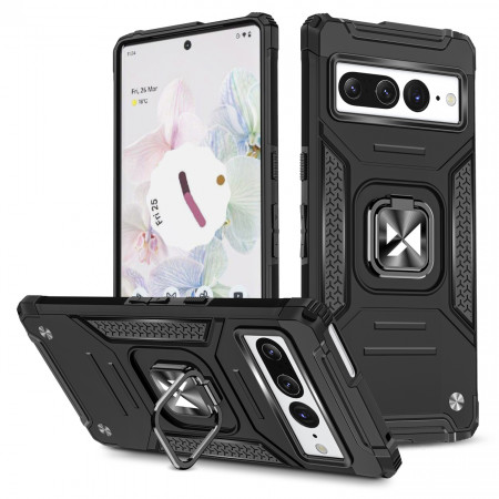 Подсилен гръб WOZINSKY Ring Armor със стойка - Google Pixel 7 Proчерен