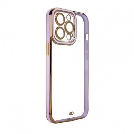 Прозрачен гръб с гел рамка Fashion - iPhone 13 Pro лилав