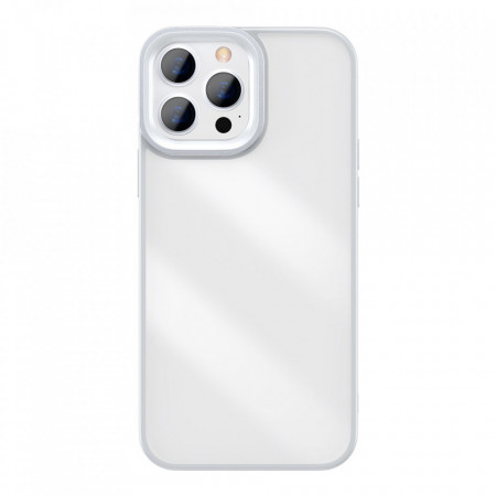 Прозрачен гръб с цветна рамка BASEUS Crystal - iPhone 13 Pro Max сив