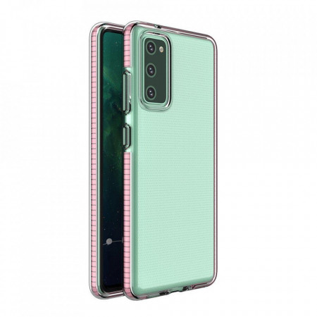 Прозрачен силиконов гръб с цветен кант Spring - Samsung Galaxy A02s / M02s светлорозов