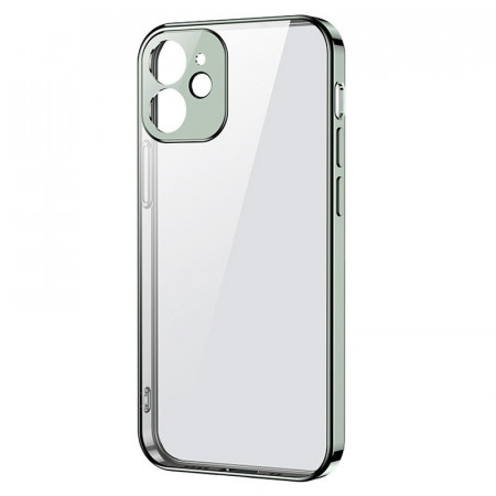 Прозрачен ултратънък гръб JOYROOM New Beauty с цветна рамка - iPhone 12 mini светлозелен
