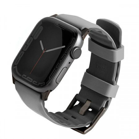 Силиконова каишка UNIQ Linus - Apple Watch 41mm Series 9 / 41mm Series 8 / 41mm Series 7 / 40mm Series 6 / 40mm SE / 40mm Series 5 / 40mm Series 4 / 38mm Series 3 / 38mm Series 2 / 38mm (1st gen) szary / chalk сив