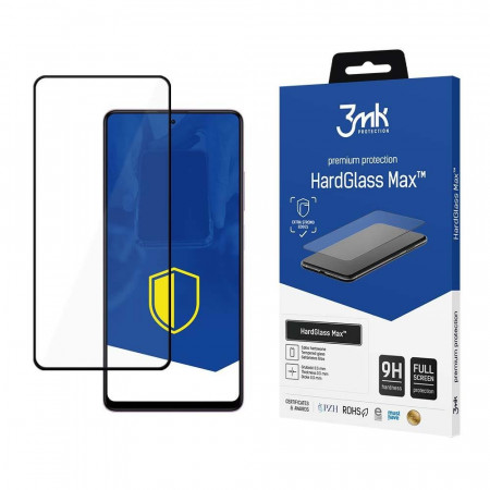 Стъклен протектор с пълно покритие 3mk Hard Glass Max - Xiaomi Redmi Note 12 Pro 5G / Note 12 Pro+ 5G с черна рамка