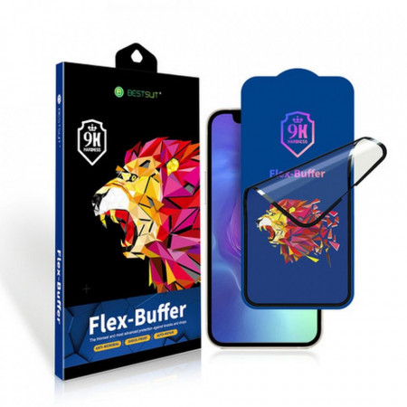 5D гъвкав протектор BESTSUIT Flex-Buffer с антибактериално покритие - iPhone 14 Pro Max 6,7" черен