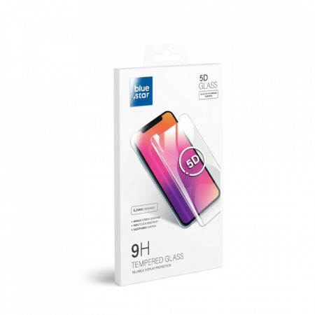 5D Full Glue закален стъклен протектор с пълно покритие Blue Star - iPhone 6 / 6s / 7 / 8 / SE 2020 / SE 2022 с черна рамка