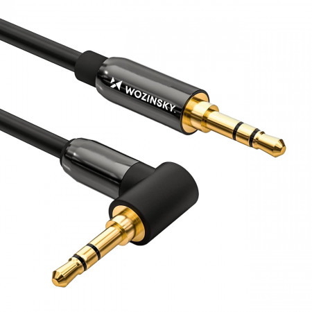 90° аудио кабел WOZINSKY жак 3.5mm 1.5m черен