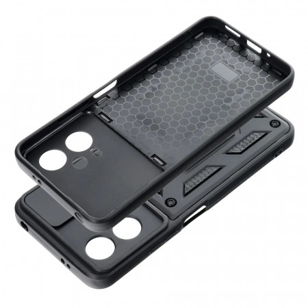 Гръб със стойка и подвижно покритие за камерата Slide Armor - Xiaomi Redmi Note 12 / Poco X5 черен