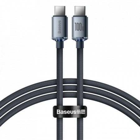 Кабел за зареждане и данни BASEUS Crystal Shine Series USB Type C към USB Type C Fast Charging 100W 1.2m (CAJY000601) черен
