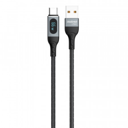 Кабел за зареждане и данни DUDAO USB Type A към USB Type C с бързо зареждане Power Delivery 66W 1m черен (L7Max)