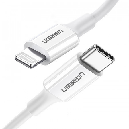 Кабел за зареждане и данни UGREEN MFi USB Type C към Lightning 3A 1.5m (US171) бял