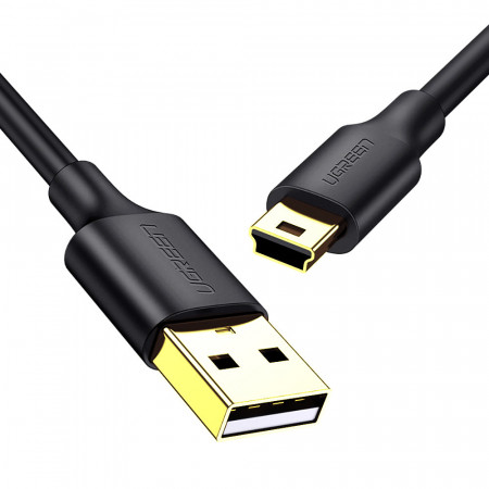 Кабел за зареждане и данни UGREEN USB Type A към Mini USB 5 pin 0.25m черен (US132)