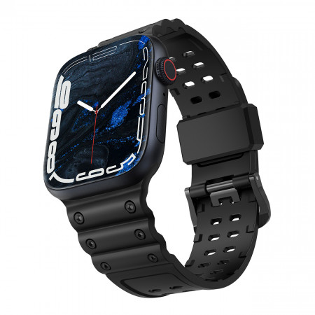 Каишка със стоманена закопчалка Triple Protection - Apple Watch 41mm Series 9 / 41mm Series 8 / 41mm Series 7 / 40mm Series 6 / 40mm SE / 40mm Series 5 / 40mm Series 4 / 38mm Series 3 / 38mm Series 2 / 38mm (1st gen) черен