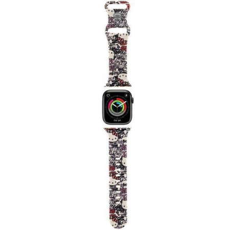 Каишка HELLO KITTY Silicone Tags Graffiti - Apple Watch 41mm Series 9 / 41mm Series 8 / 41mm Series 7 / 40mm Series 6 / 40mm SE / 40mm Series 5 / 40mm Series 4 / 38mm Series 3 / 38mm Series 2 / 38mm (1st gen) бежов