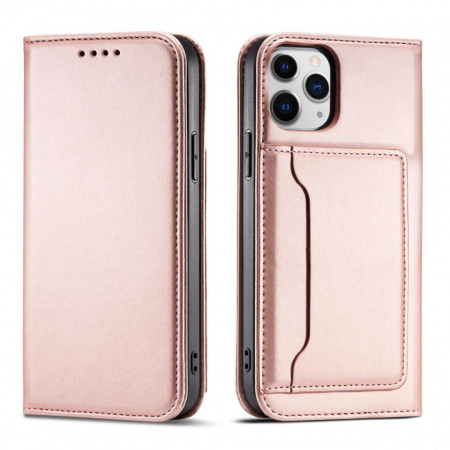 Калъф тип книга с външен джоб Magnet Card - iPhone 12 Pro Max розов