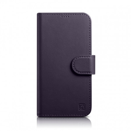 Калъф тип книга iCARER Wallet 2в1 против кражба - iPhone 14 Plus тъмнолилав