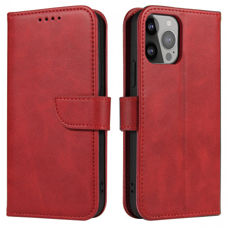 Калъф тип книга Magnet Elegant - iPhone 15 Pro червен