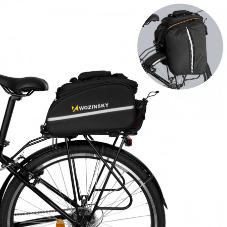 Обемна чанта за багажник на велосипед WOZINSKY с презрамка за носене и с покривало за дъжд 35 л (WBB19BK) черна