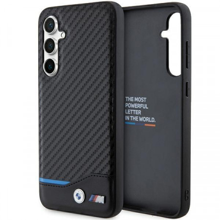 Оригинален гръб от естествена и еко кожа BMW Leather Carbon BMHCS23FE22NBCK - Samsung Galaxy S23 FE черен