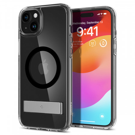 Оригинален гръб със стойка SPIGEN Ultra Hybrid S MagSafe - iPhone 15 Plus черен