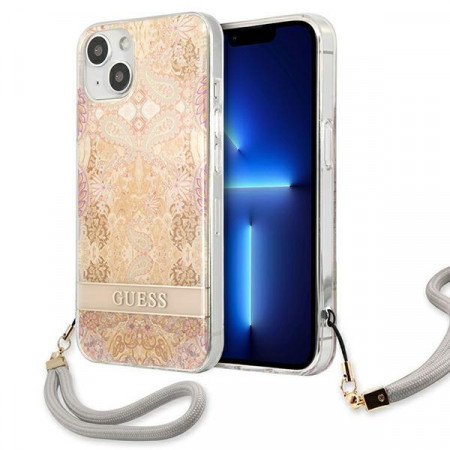 Оригинален гръб с връзка GUESS Flower GUHCP13SHFLSD - iPhone 13 mini златист