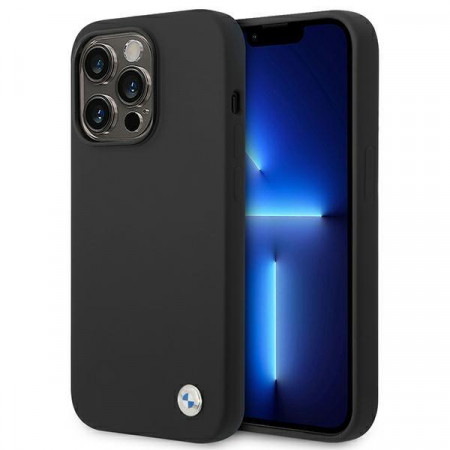 Оригинален гръб BMW Silicone Metal Logo BMHCP14XSILBK - iPhone 14 Pro Max черен