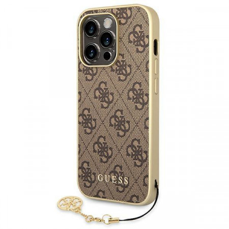 Оригинален гръб GUESS 4G Charms GUHCP14LGF4GBR - iPhone 14 Pro кафяв
