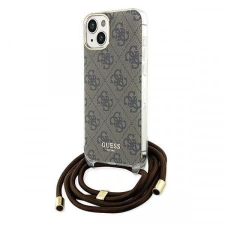 Оригинален гръб GUESS Crossbody Cord 4G Print - iPhone 13 / 14 / 15 кафяв