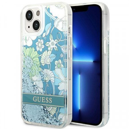 Оригинален гръб GUESS Flower Liquid Glitter GUHCP14MLFLSN - iPhone 14 Plus зелен